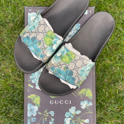 mens gucci floral shoes|Gucci floral slides outfit.